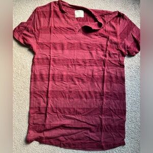 Classic Maroon Striped Henley Polo